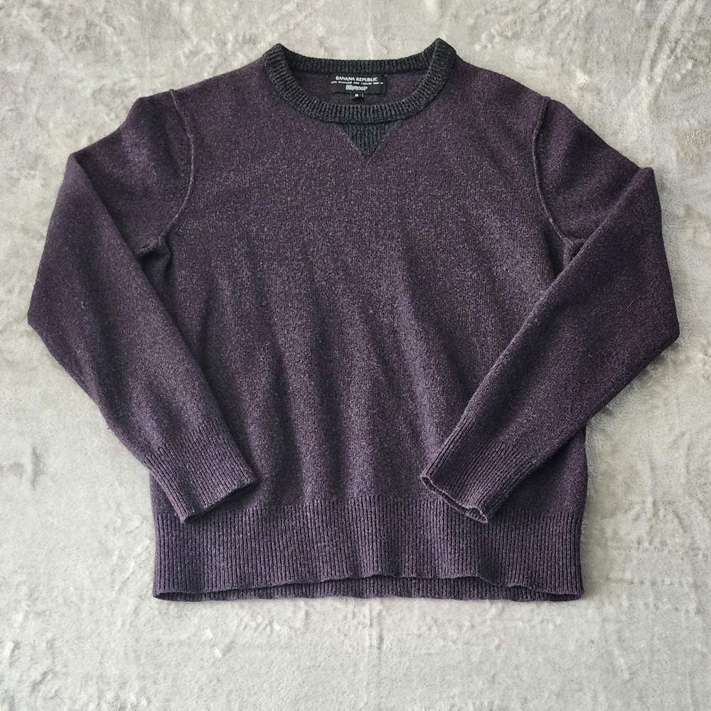 Banana Republic Men's Crewneck Italian Yarn by Filpucci Purple Gray Size‎ Medium